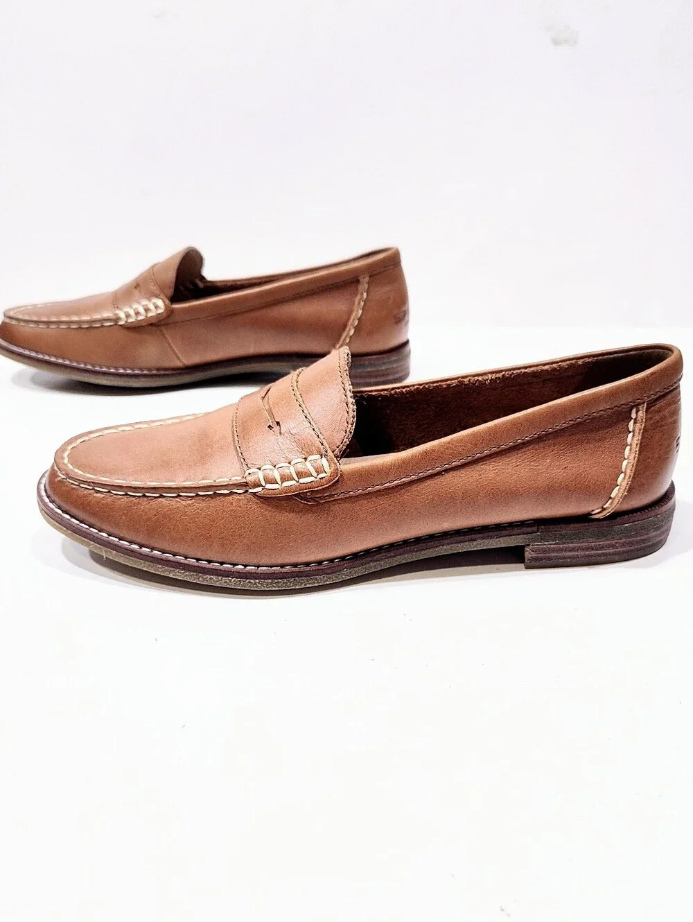 Sperry Seaport Penny Loafers Women’s Size 8 Brown Tan Leather STS81928 Classic